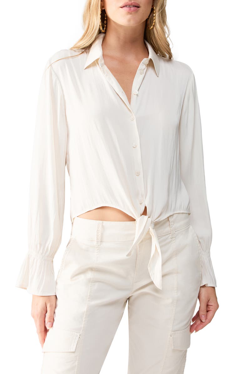 Sanctuary Girl Talk Tie Front Shirt, Main, color,