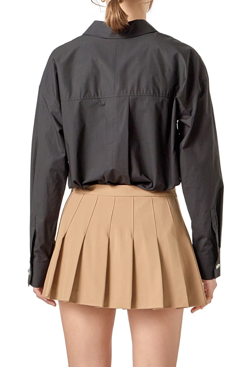 Oversize Cotton Button-Up Shirt, Alternate, color, BLACK
