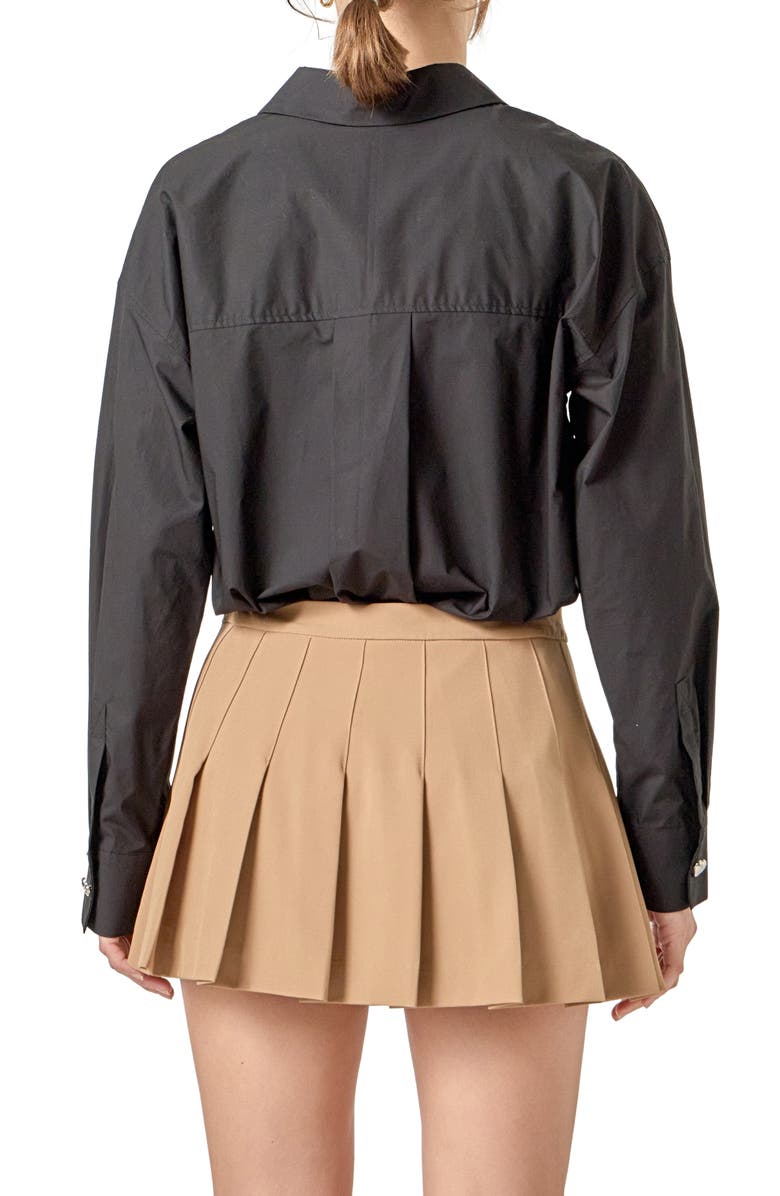 English Factory Oversize Cotton Button-Up Shirt, Alternate, color, Black