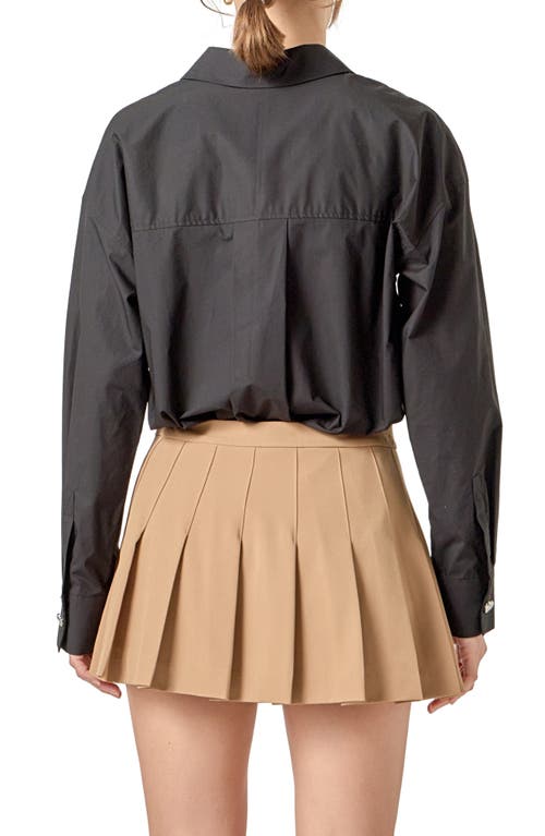 English Factory Oversize Cotton Button-up Shirt In Brown