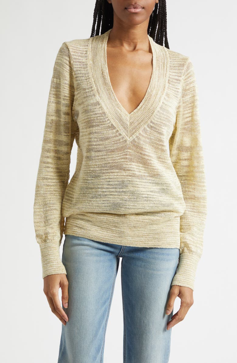 Veronica Beard Coleta Metallic Sweater, Main, color, Light Pistachio