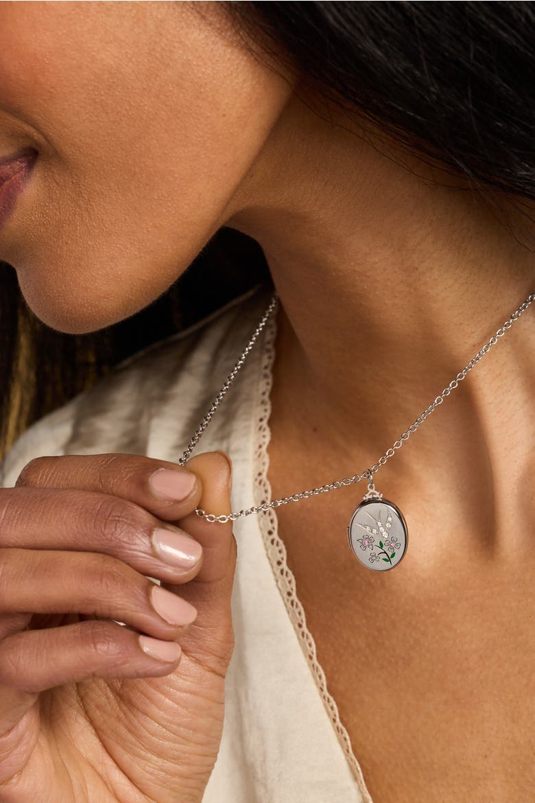 Birds of a Feather Locket Pendant Necklace, Alternate, color, Silver