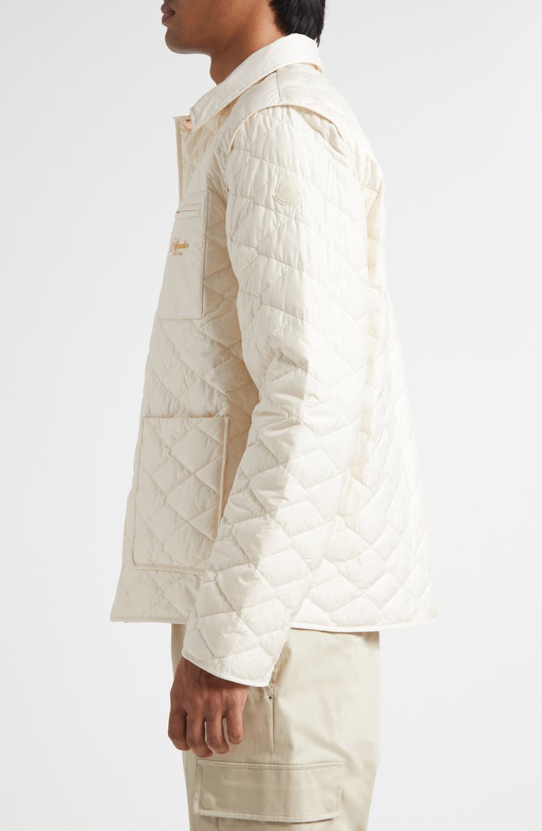 Moncler Kastos Quilted Water Repellent Down Shirt Jacket, Alternate, color, Pale Ivory