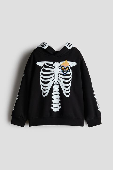Print-motif Brushed-inside Hoodie