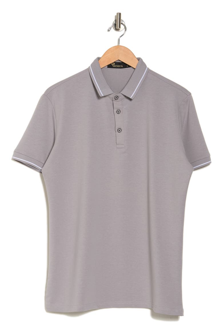 Tipped Short Sleeve Knit Polo, Alternate, color, GREY