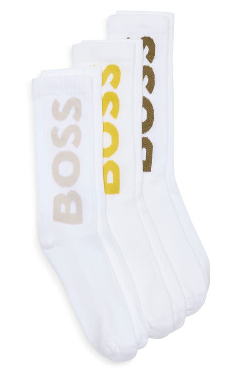 3-Pack Logo Ribbed Crew Socks