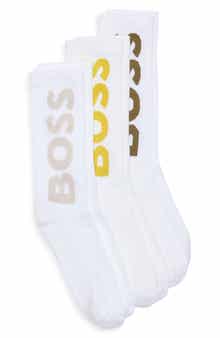 BOSS 3-Pack Logo Ribbed Crew Socks