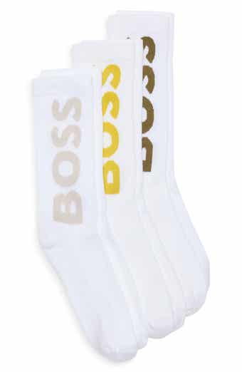 BOSS 3-Pack Logo Ribbed Crew Socks