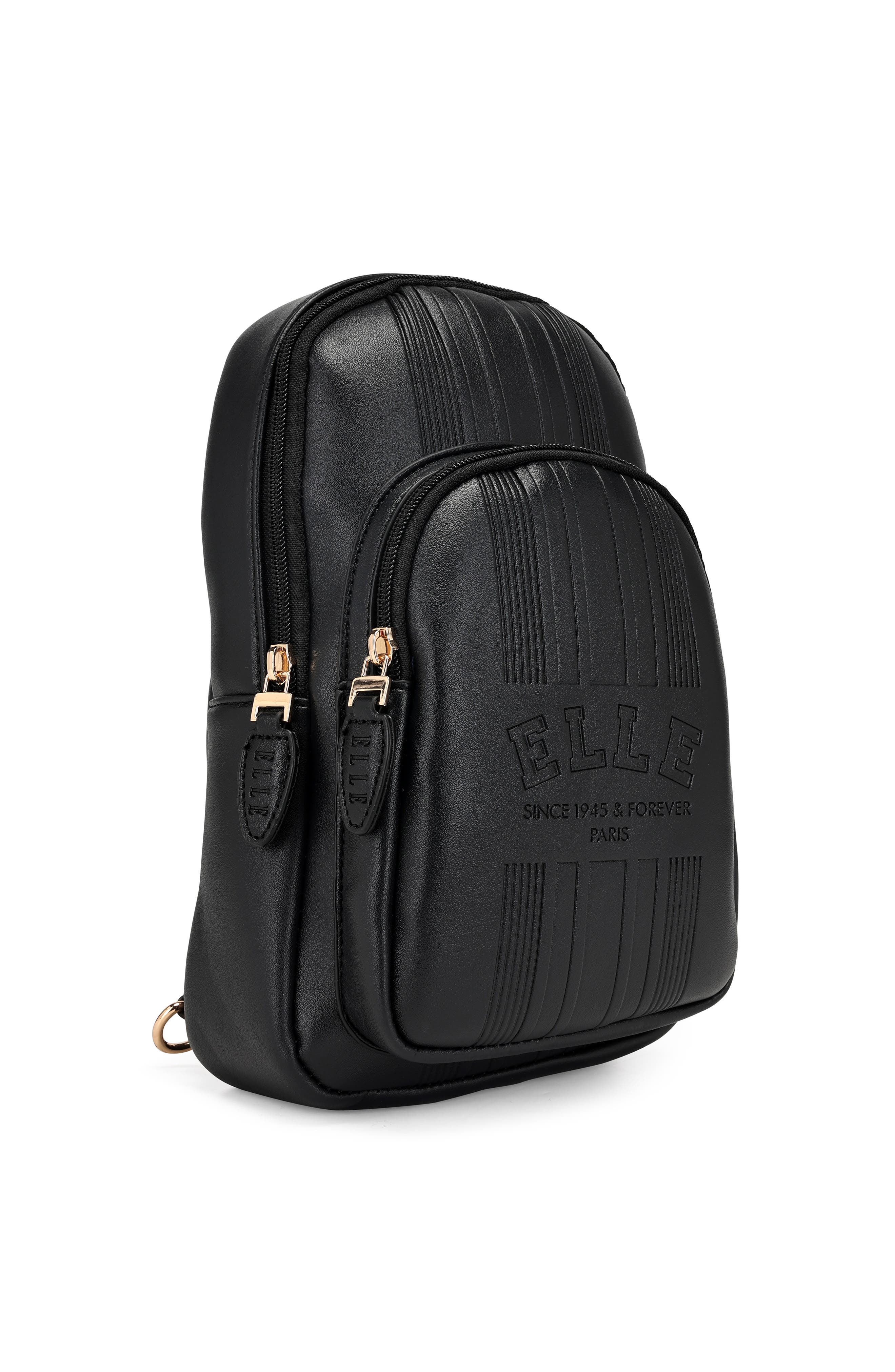 ELLE Roamer 2.8L Vegan Leather Chic Crossbody Bag, Alternate, color, Black