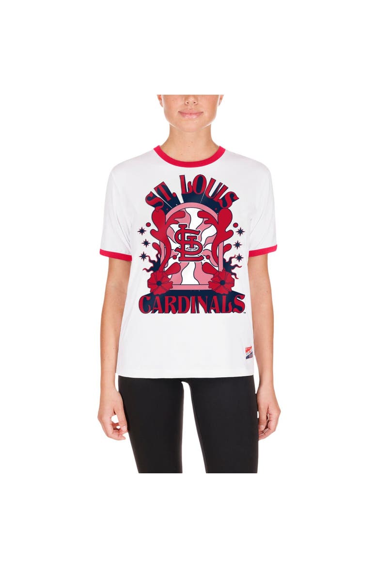 Women's New Era White St. Louis Cardinals Oversized Ringer T-Shirt, Alternate, color, White