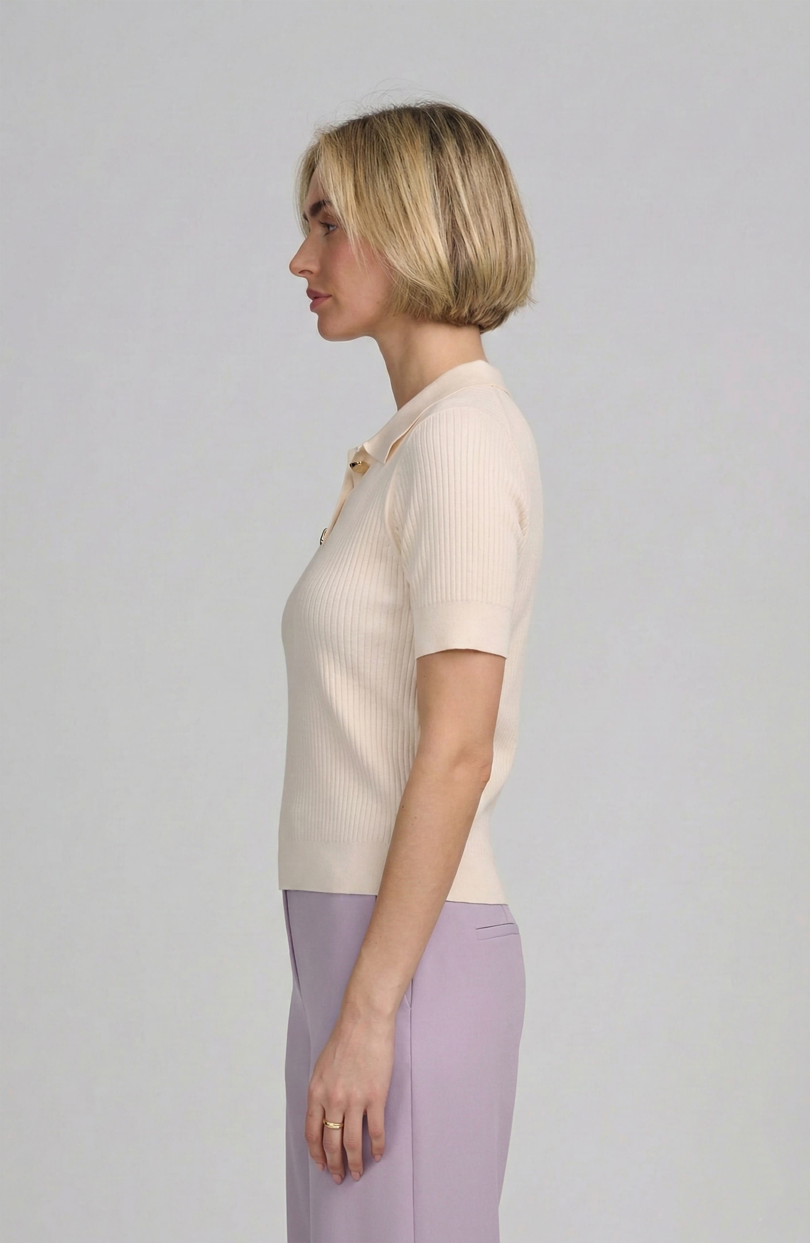 Fine Gauge Ribbed Short Sleeve Henley - image 4