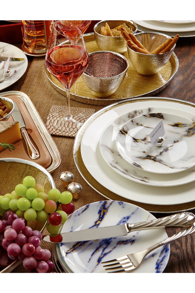 Marble Venice Fog Dinner Plate, Alternate, color, White
