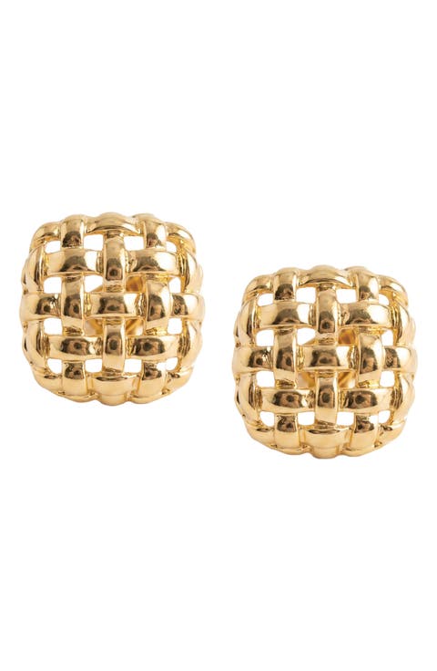 The Square Weave Clip-On Earrings