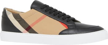 Check and Leather Sneakers
