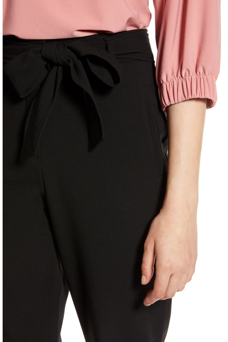 Tie Waist Twill Pants, Alternate, color, BLACK