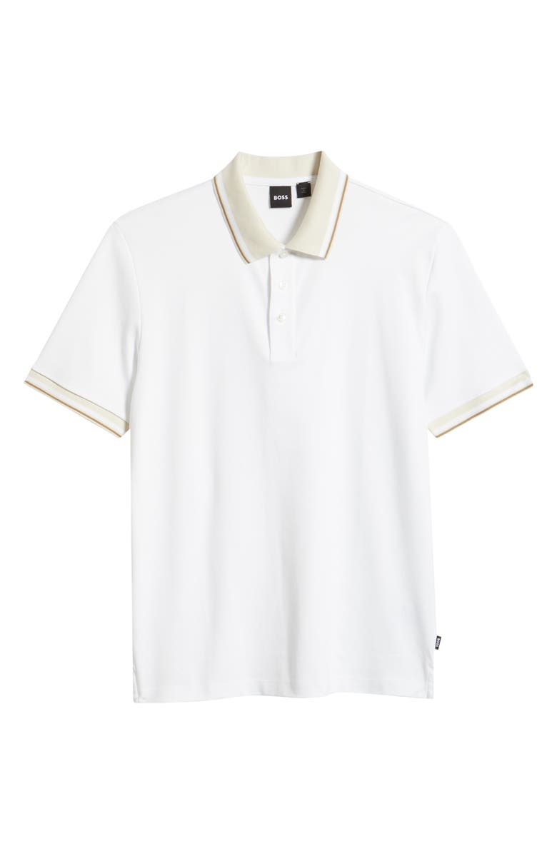 BOSS Parlay Tipped Cotton Polo, Main, color, White