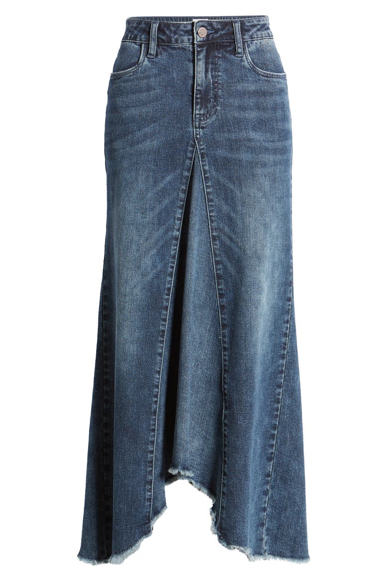 Long Jean Skirt, Alternate, color, DEEP BLUE