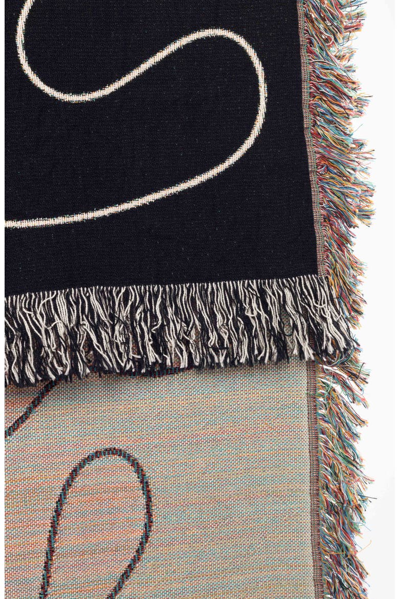 Dancing Shapes Throw Blanket, Alternate, color, BLACK AND WHITE