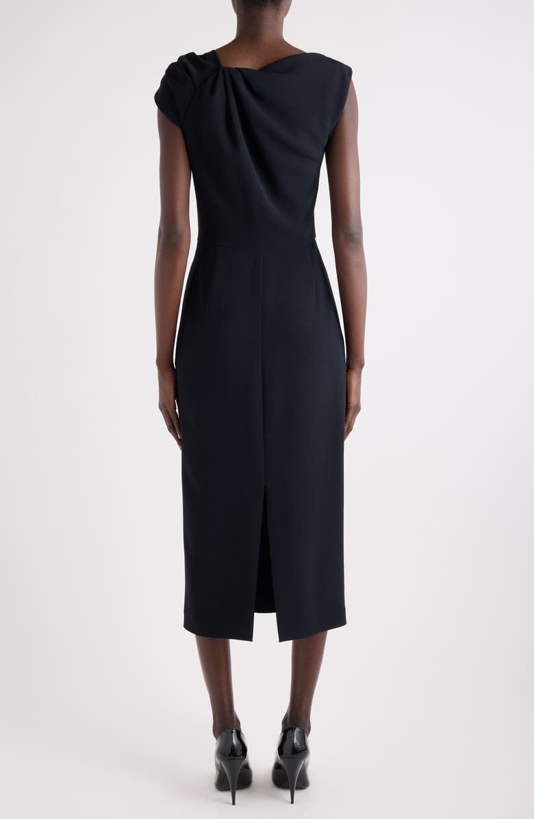 Givenchy Draped Crepe Cady Midi Pencil Dress, Alternate, color, Black