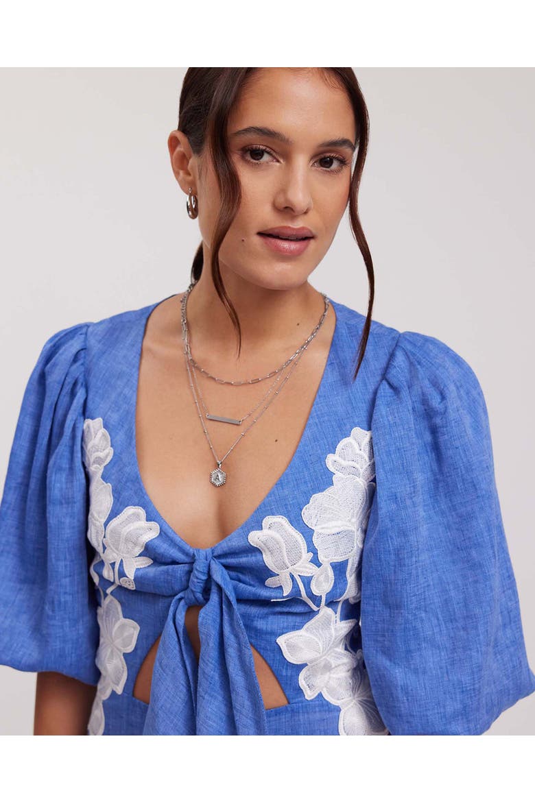 Gaelle Linen Dress, Alternate, color, Denim Blue