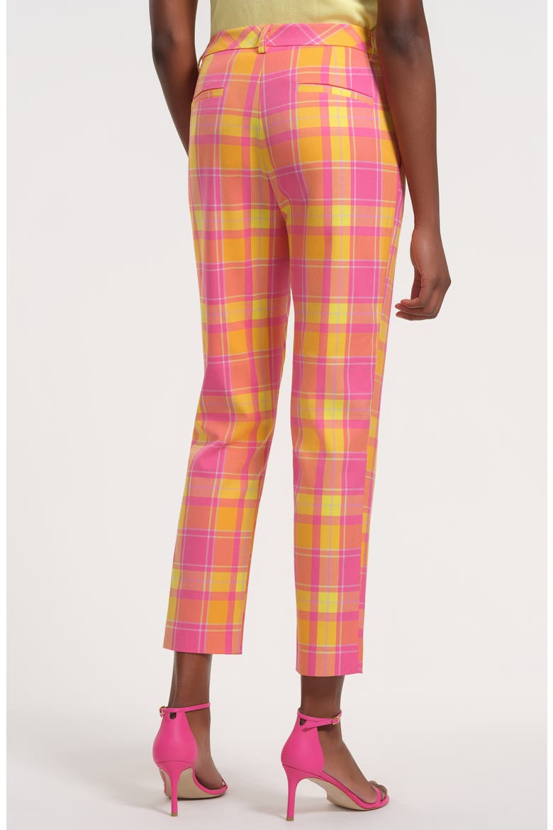Plaid Slim Fit Ankle Pants, Alternate, color, PINK MULTI