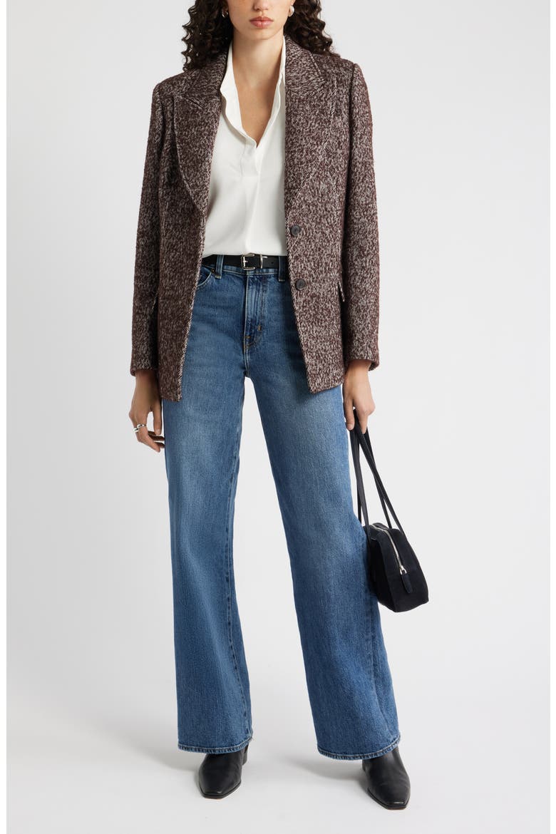 The Liv Textured Boyfriend Blazer, Alternate, color, BROWN IVORY TWILL