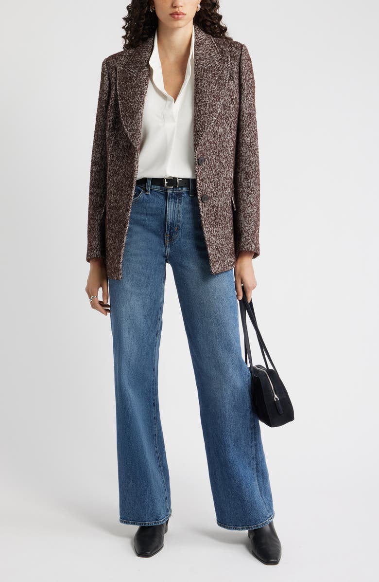 Nordstrom The Liv Textured Boyfriend Blazer, Alternate, color, Brown Ivory Twill