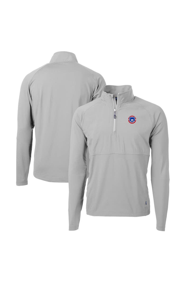 Cutter & Buck Men's Cutter & Buck  Gray South Bend Cubs Adapt Eco Knit Hybrid Recycled Quarter-Zip Top, Main, color, 