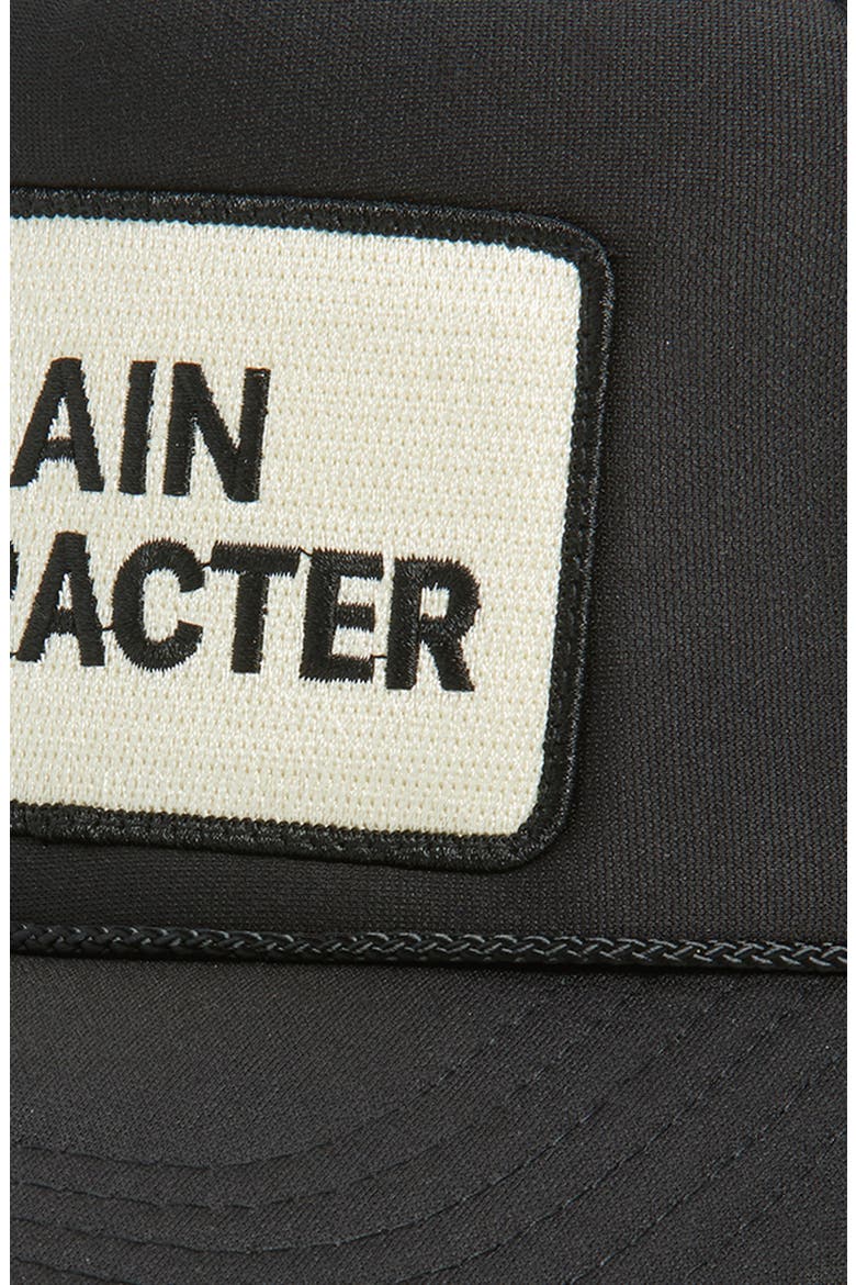 Main Character Trucker Hat, Alternate, color, BLACK