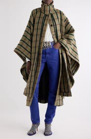 Chloé Brushed Wool Blend Check Coat