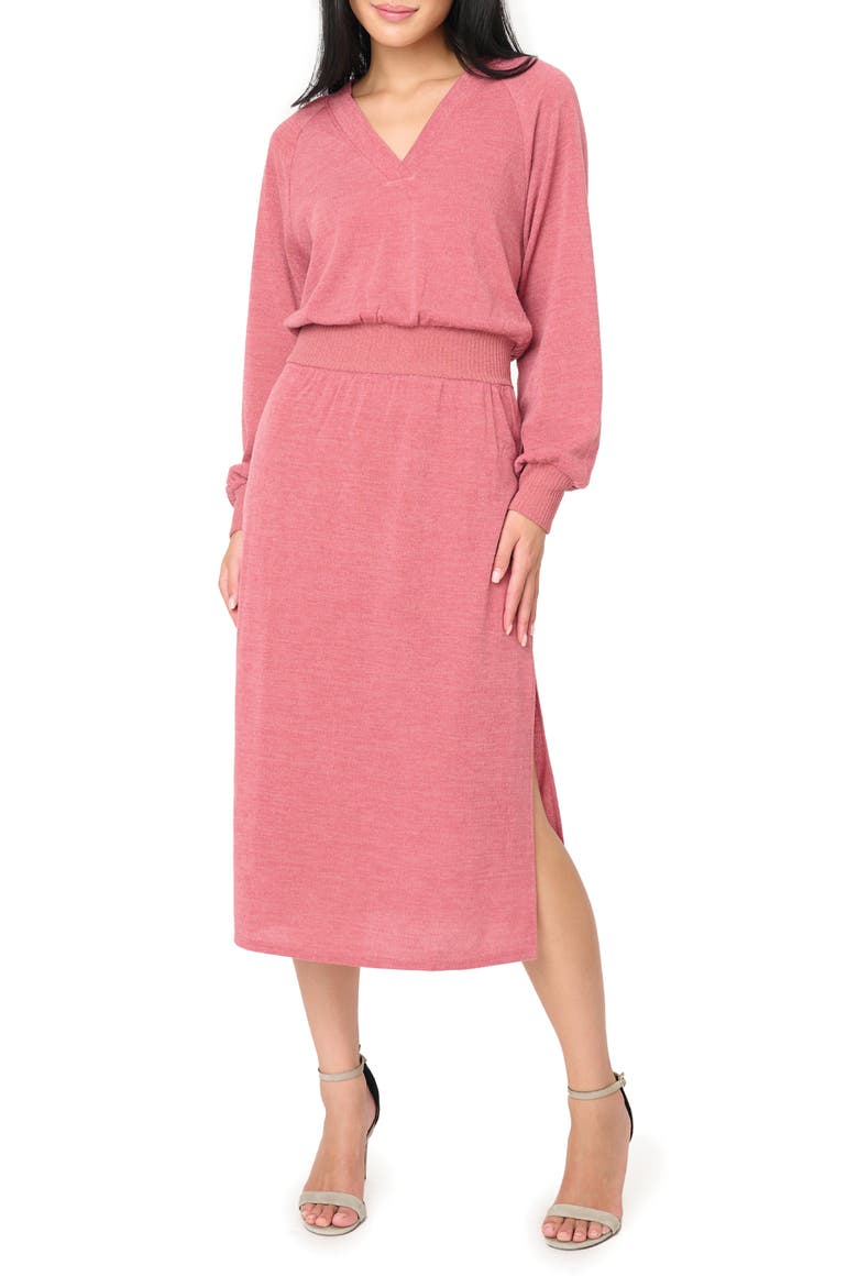 Long Sleeve Sweater Dress, Main, color, DARK MAUVE