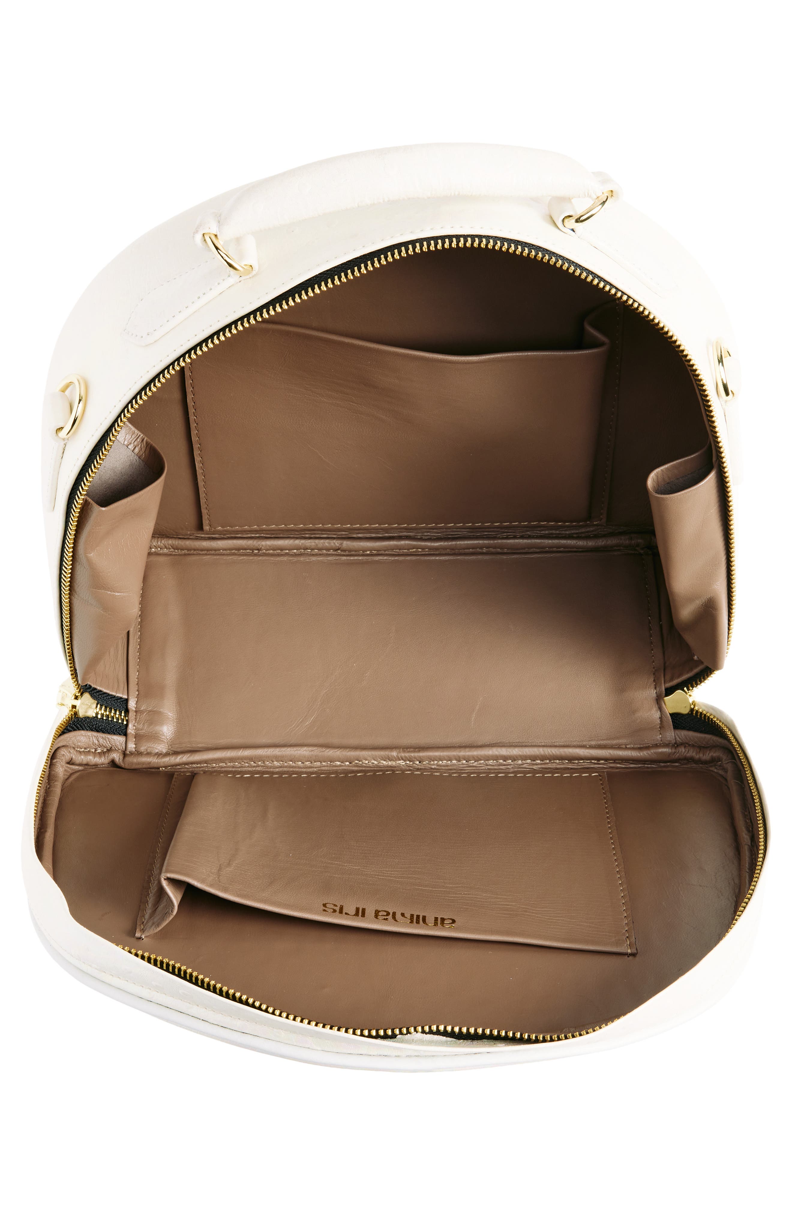 Anima Iris Small Travel Ostrich Embossed Leather Top Handle Bag, Alternate, color, 