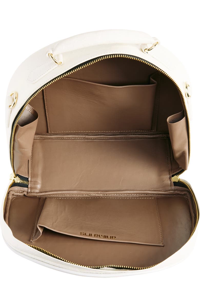 Anima Iris Small Travel Ostrich Embossed Leather Top Handle Bag, Alternate, color,