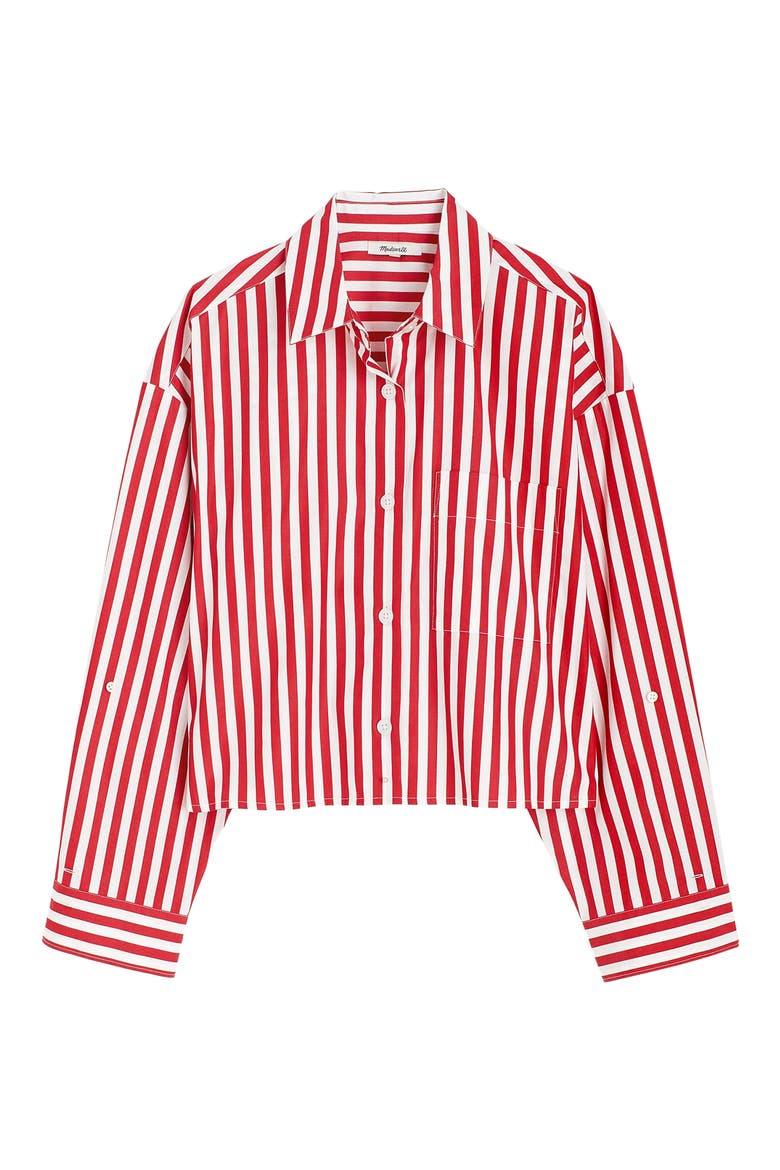 Poplin Straight Hem Shirt, Alternate, color, CERISE