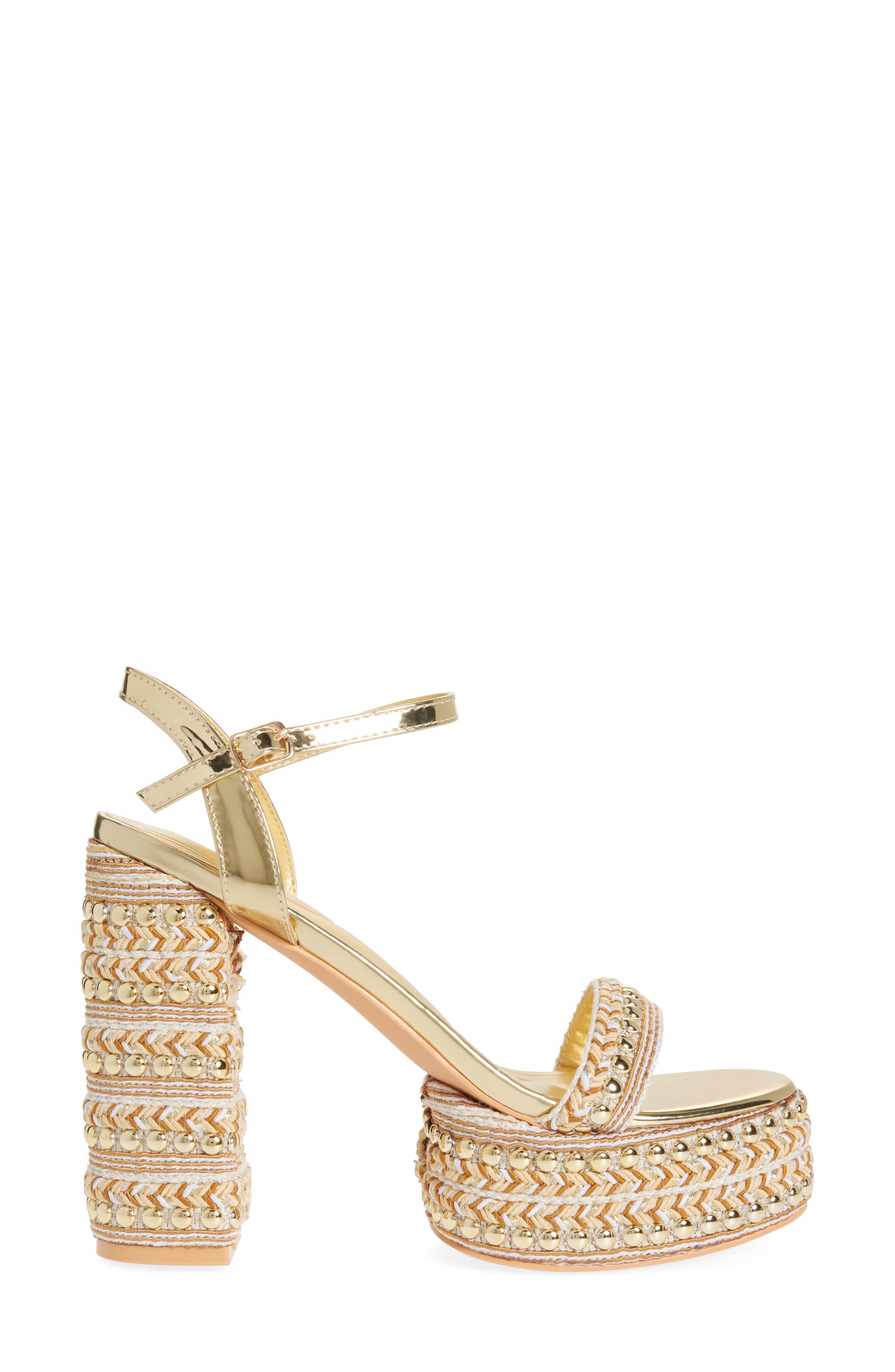 AZALEA WANG Judson Ankle Strap Platform Sandal, Alternate, color, Gold