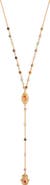 Karma and Luck Benevolent Spirit - Tourmaline Evil Eye Hamsa Lariat Necklace