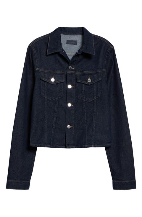 Cherry Cropped Denim Jacket