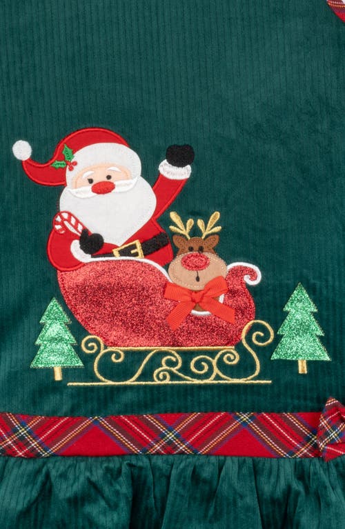 Rare Editions Kids' Corduroy Santa Dress & Long Sleeve T-shirt Set In Green