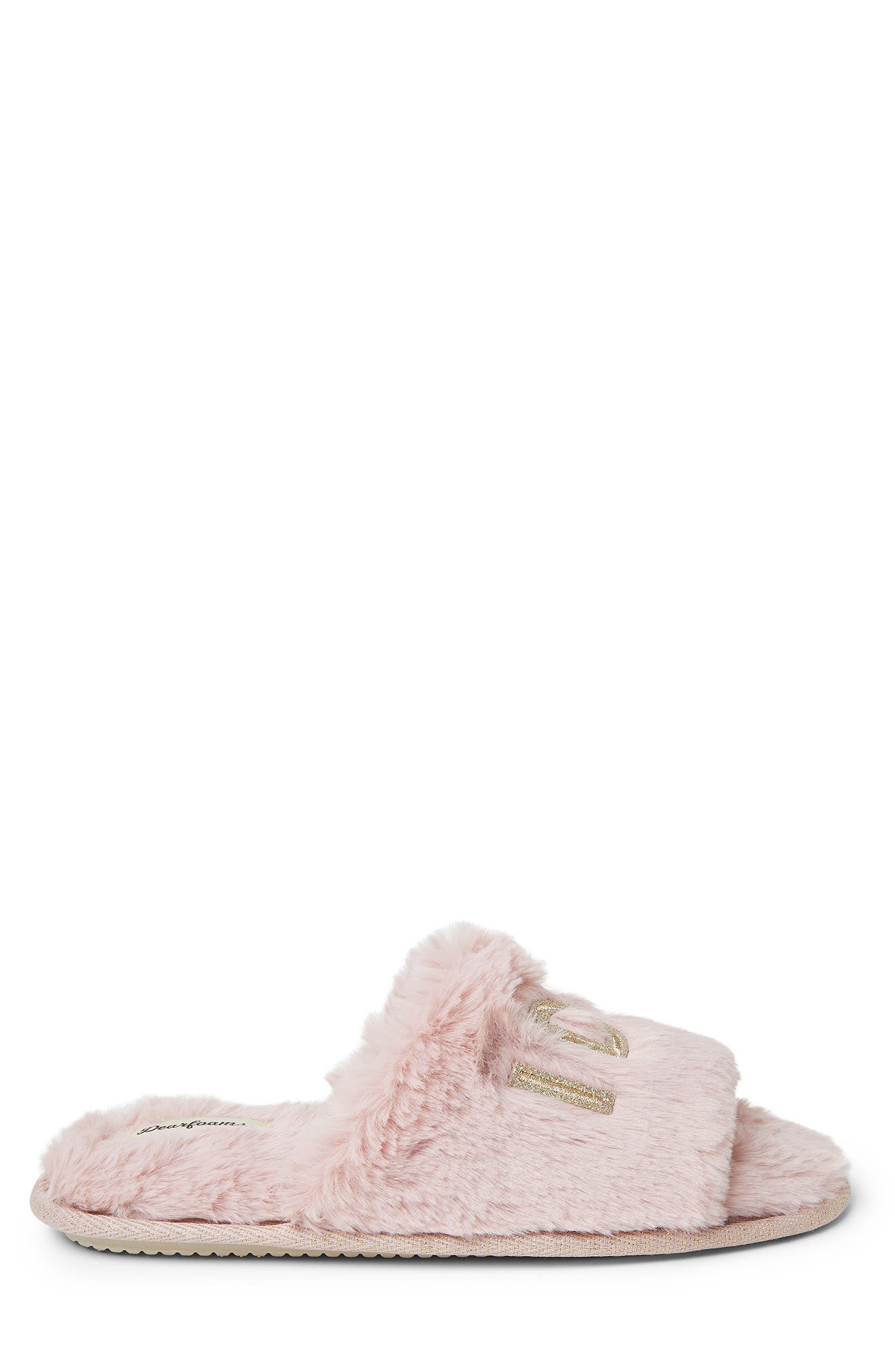 Novelty Faux Fur Bridal Slide, Alternate, color, PALE MAUVE