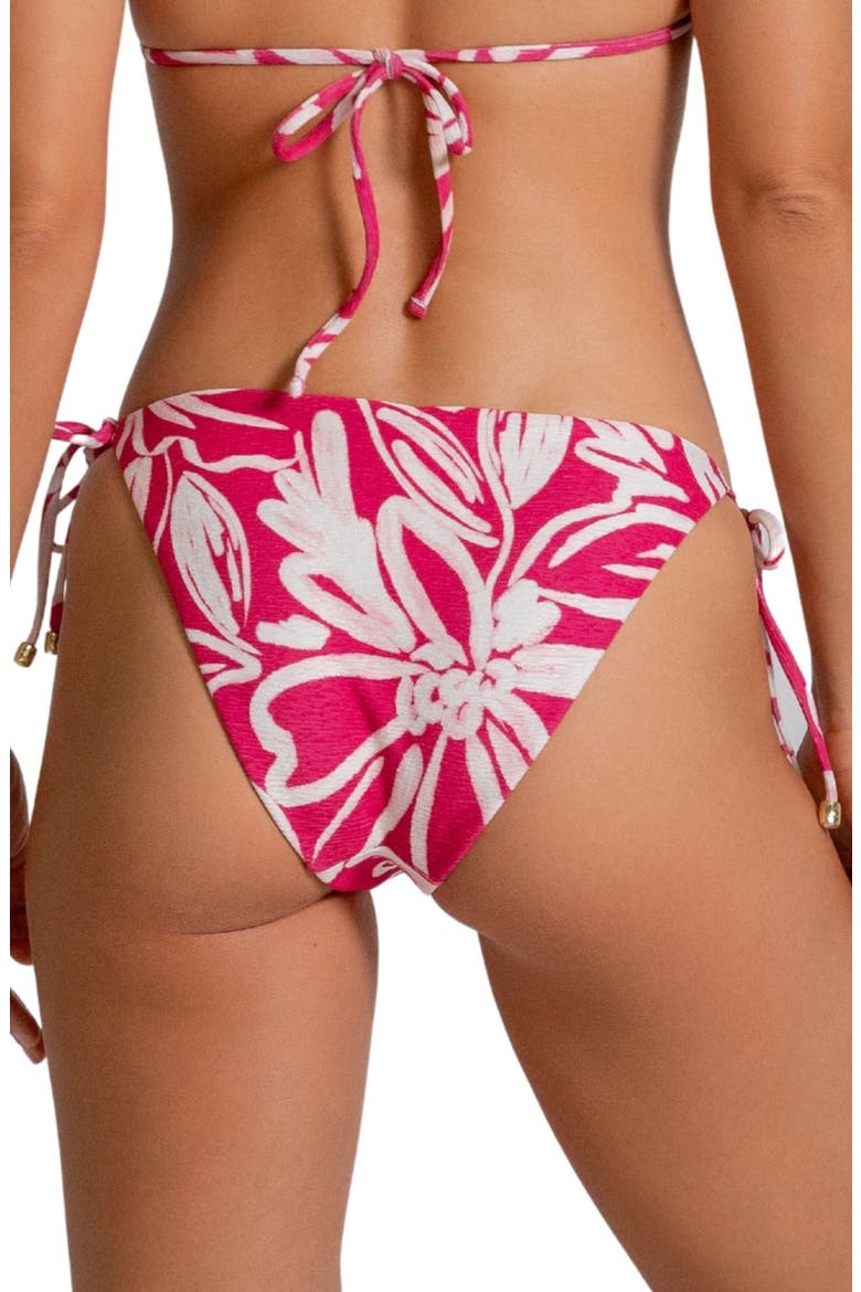 Beaded Embroidered American Fit Side Tie Bikini Bottoms, Alternate, color, RASPBERRY