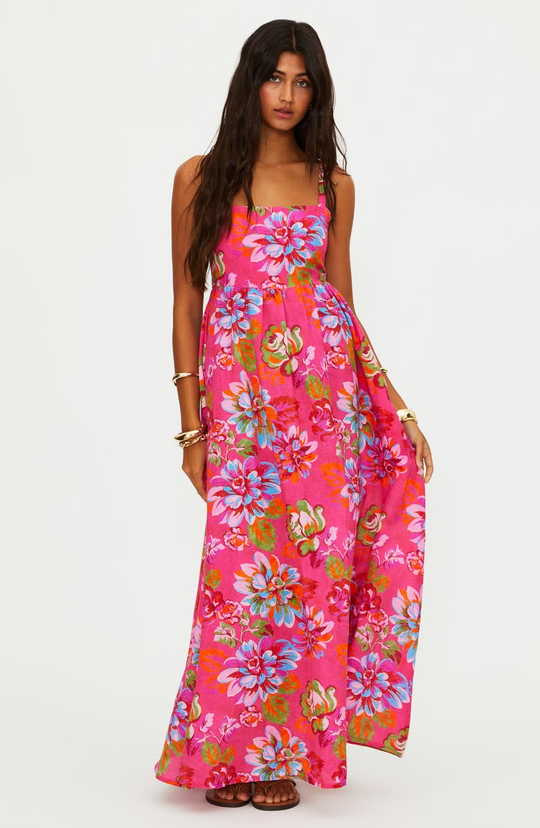 Beach Riot Rianne Floral Cotton & Linen Cover-Up Maxi Dress, Alternate, color, Sugar Bloom