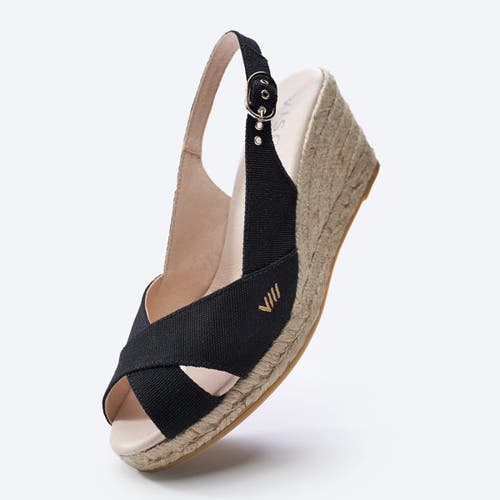 Viscata Llansa Canvas Espadrille Sandal Wedges In Black