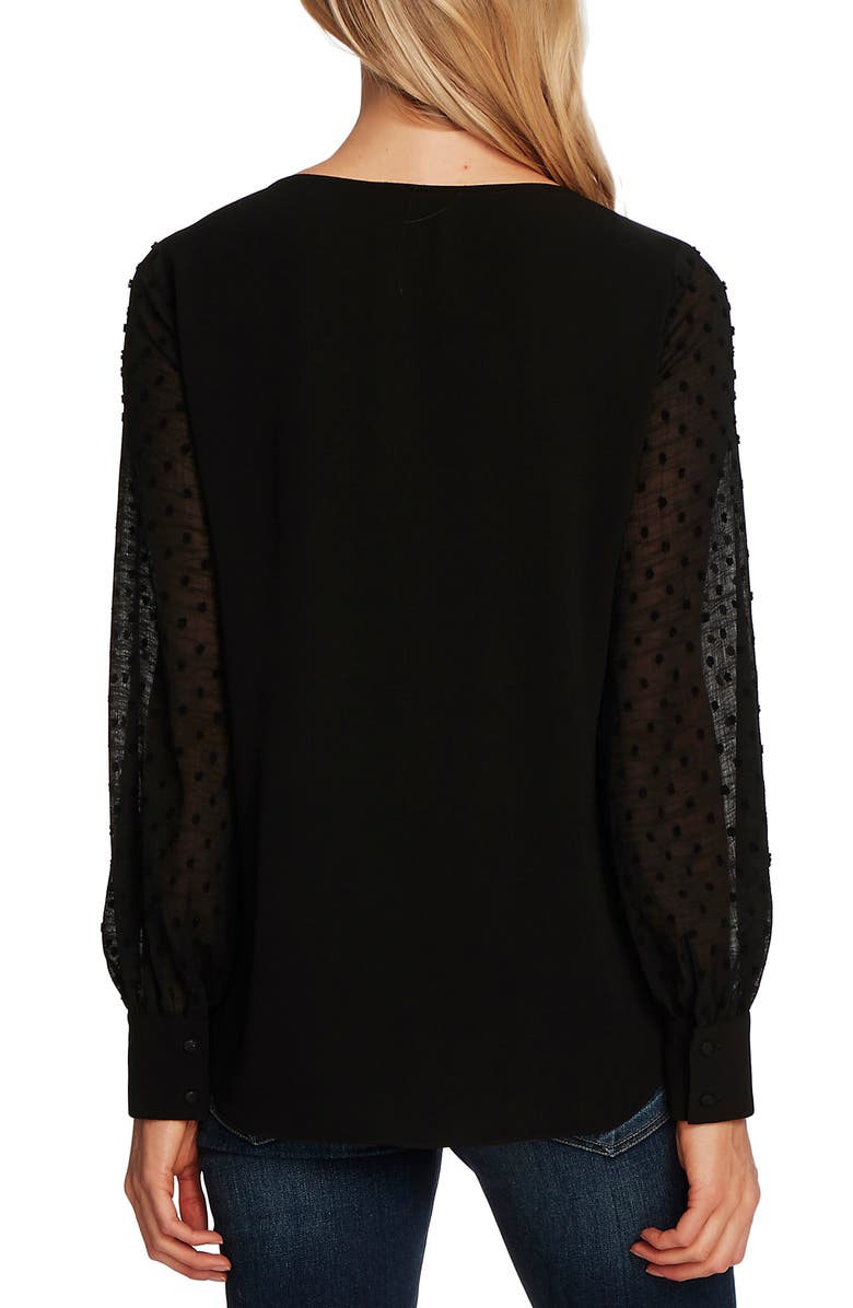 Vince Camuto Clip Dot Detail Long Sleeve Blouse, Alternate, color, 