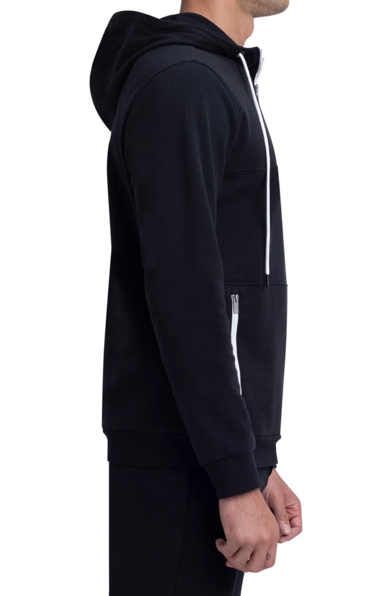 Bugatchi Quarter Zip Cotton Blend Hoodie, Alternate, color, Black