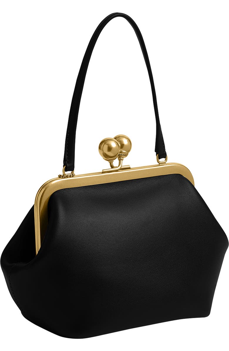 COACH Kisslock Frame Leather Bag, Alternate, color,