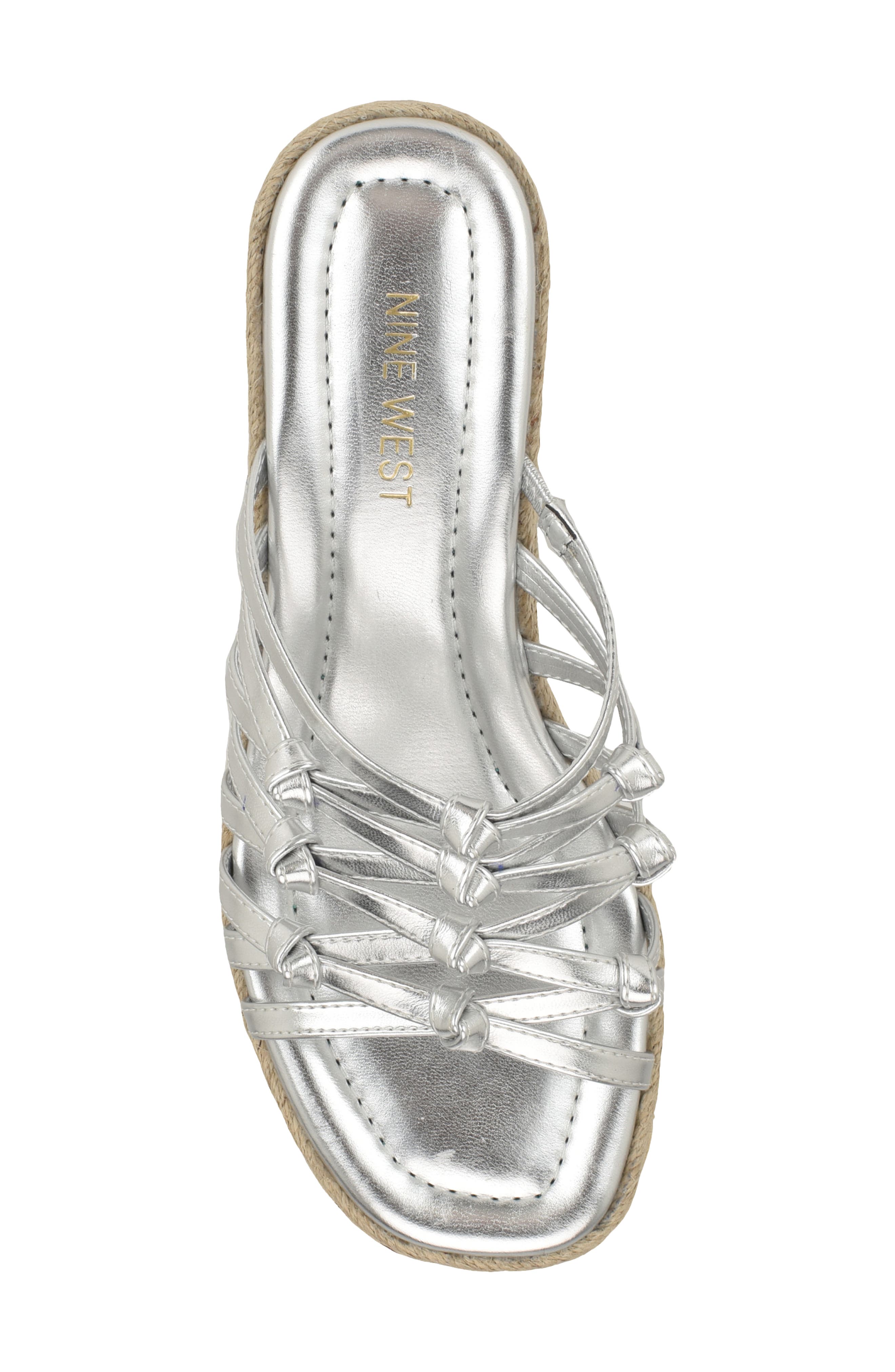Nine West Cristy Espadrille Wedge Sandal, Alternate, color, Silver