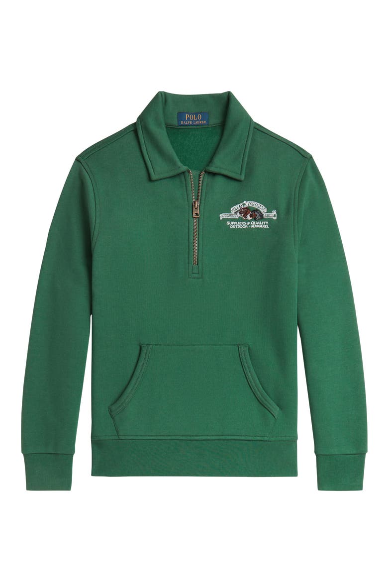 Kids' Graphic Quarter Zip Pullover, Main, color, VERANO GREEN