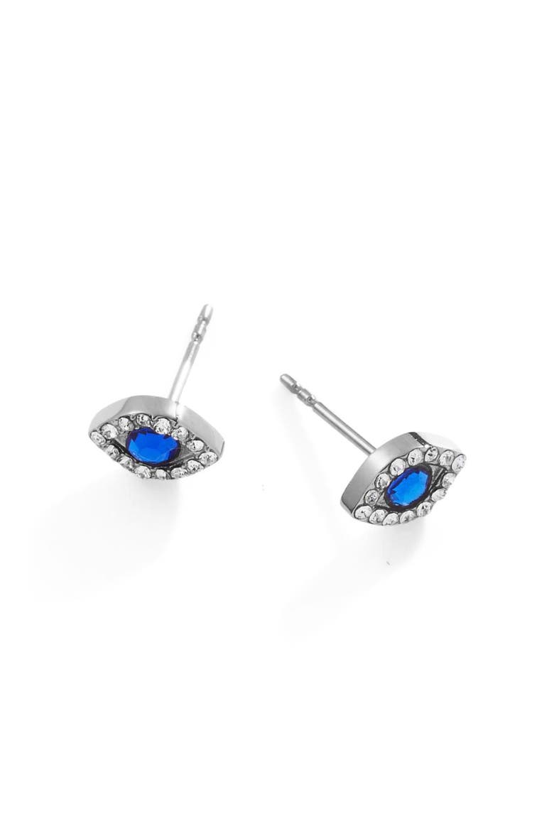 Evil Eye Mini Stud Earrings, Main, color, Silver