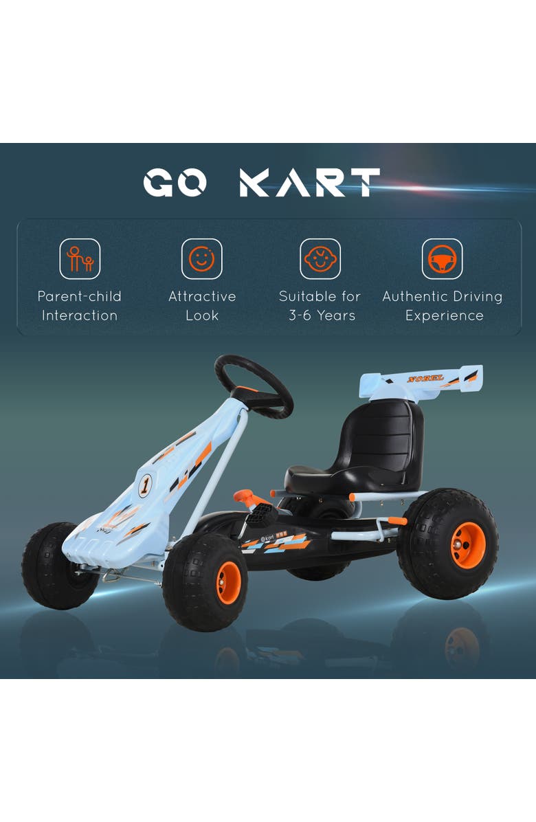 Aosom Kids Pedal Go Kart with Adjustable Seat, Handbrake, Alternate, color, Light Blue