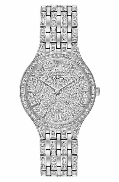 BULOVA Crystal Quartz Bracelet Watch, 32mm x 8mm